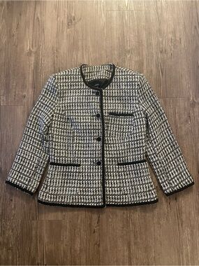 Classic Black & White Tweed Jacket - Women's